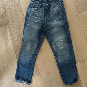 G-Star Women's Distressed Blue Boyfriend Jeans